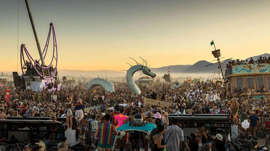 Burning Man crowd on the playa